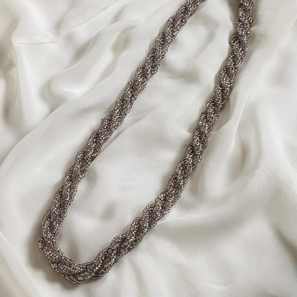 VTG Nepal Grey Purple Rope Bead Necklace